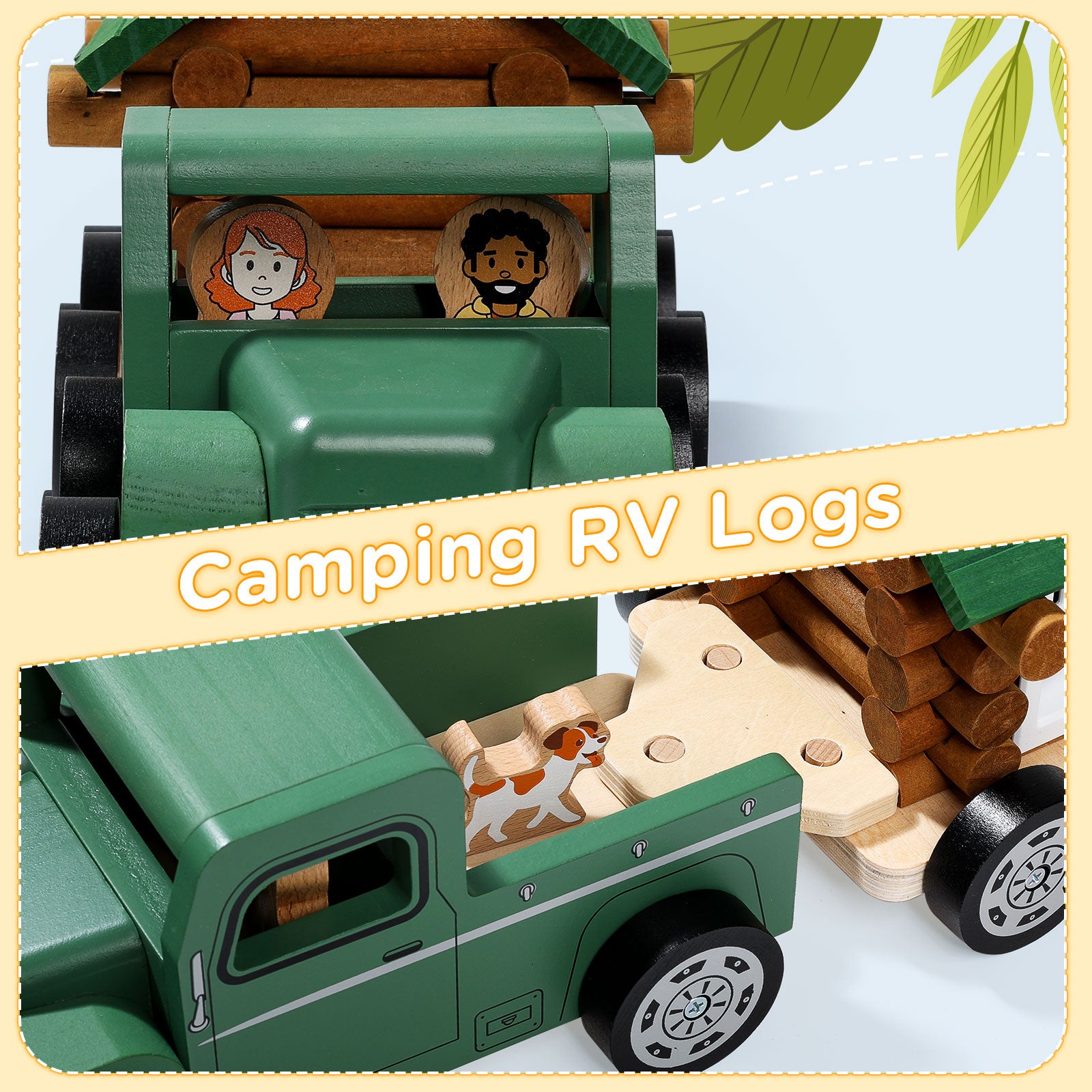 Wooden Building Toy with Wooden Truck-5