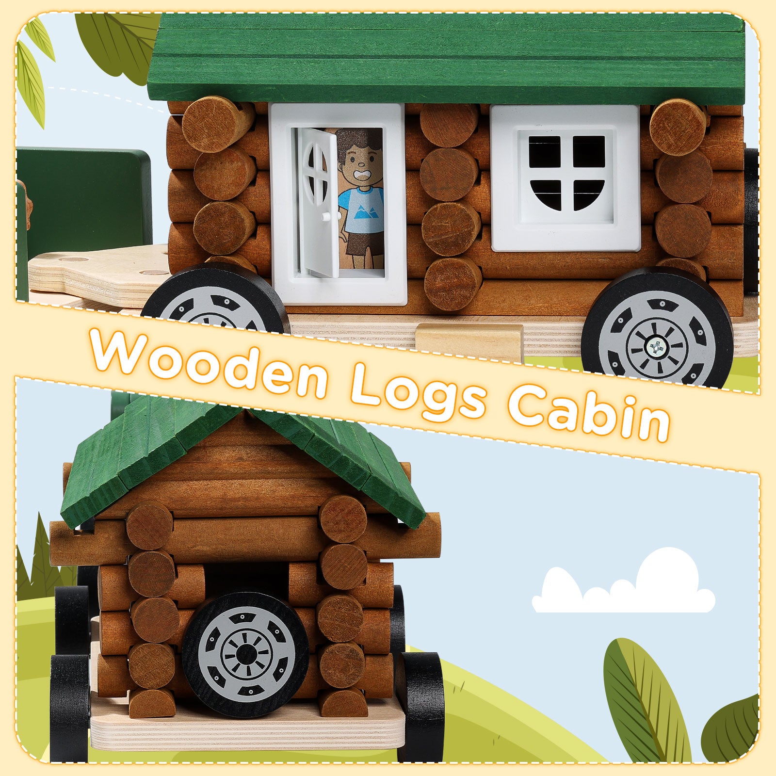 Wooden Building Toy with Wooden Truck-6