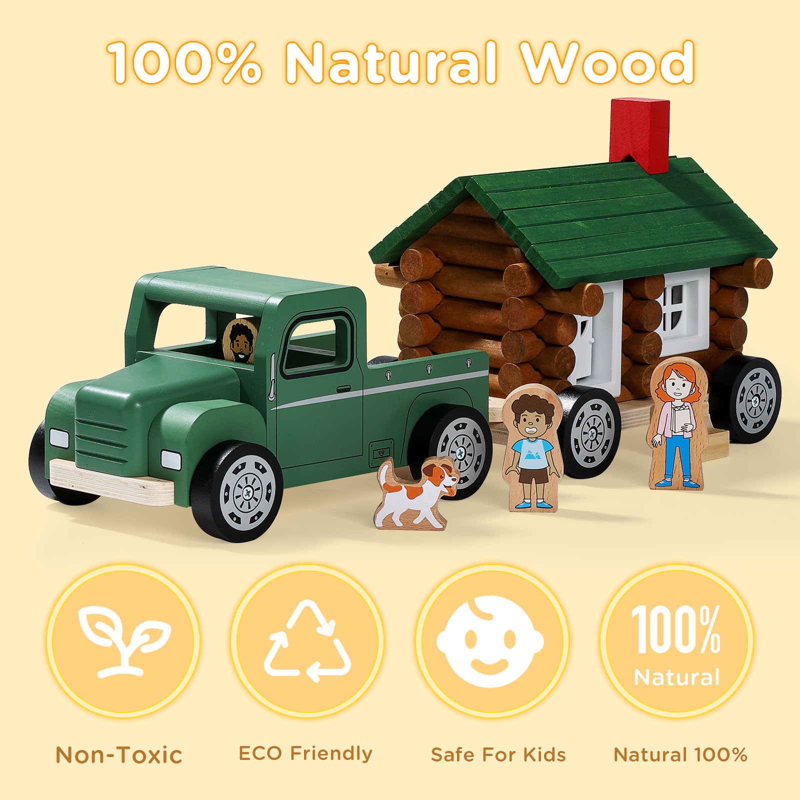 Wooden Building Toy with Wooden Truck-7