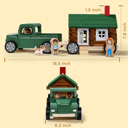 Wooden Building Toy with Wooden Truck-9