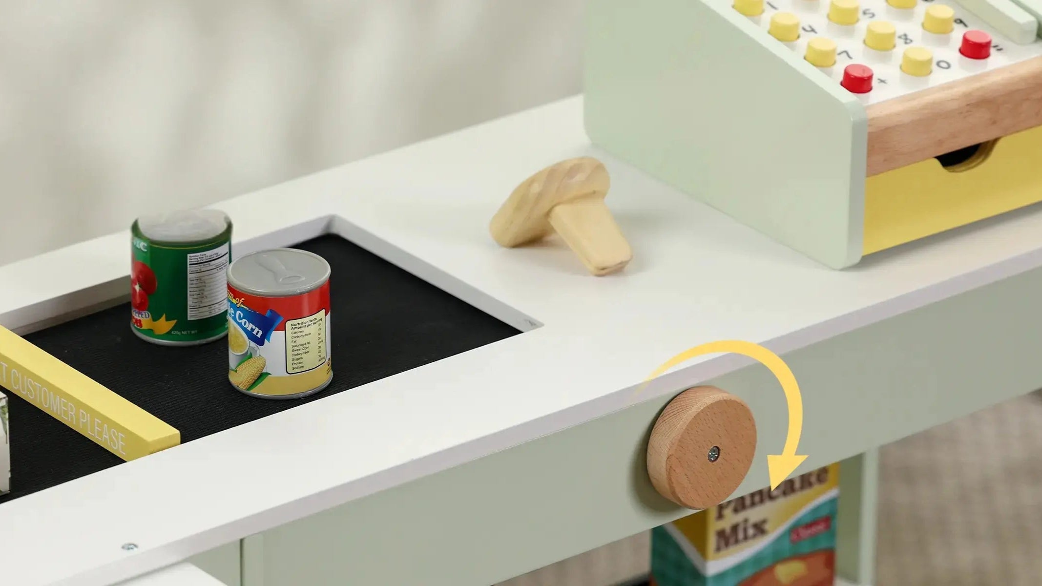 Children's play kitchen set with various items