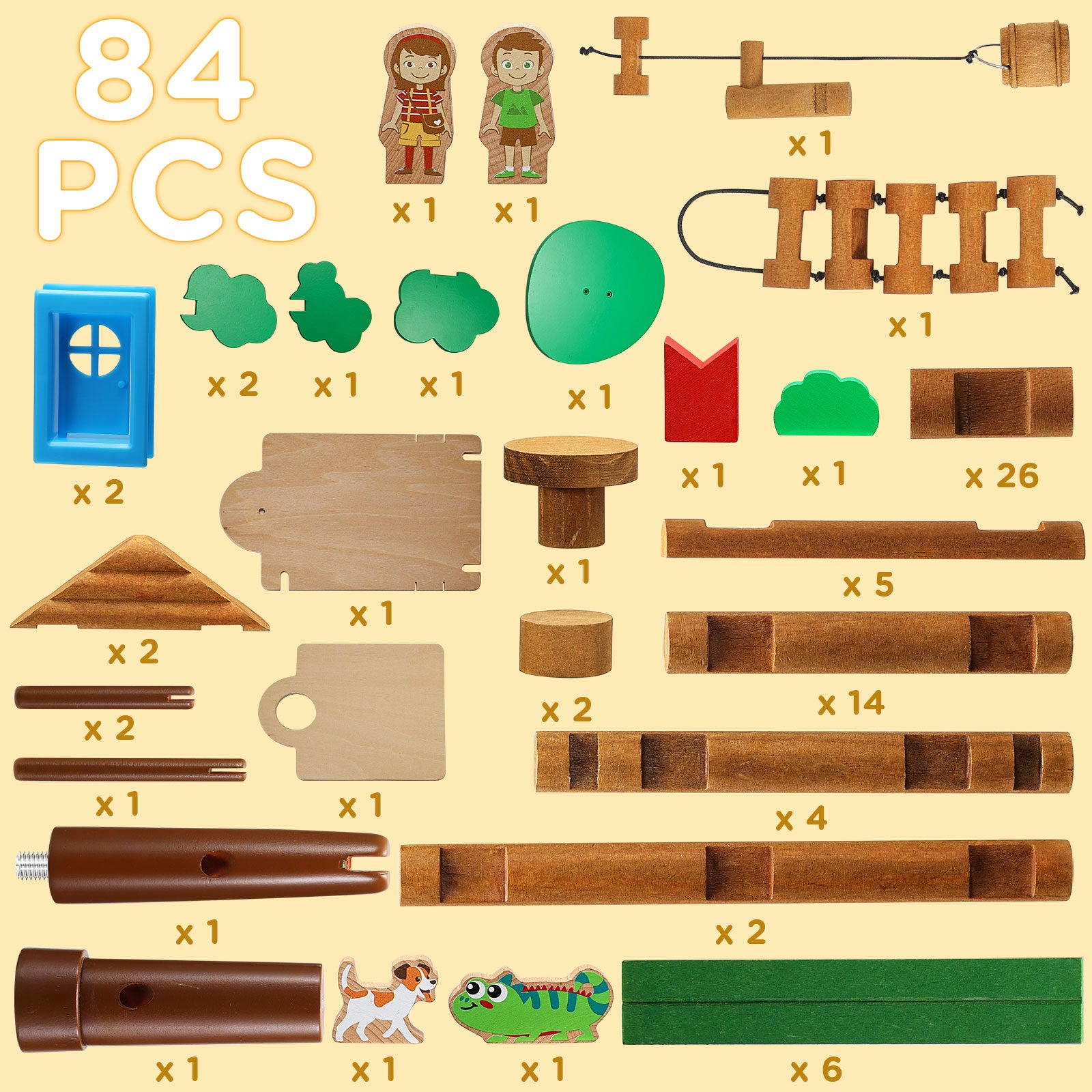 Wooden Log Cabin Set Building House Toy-4