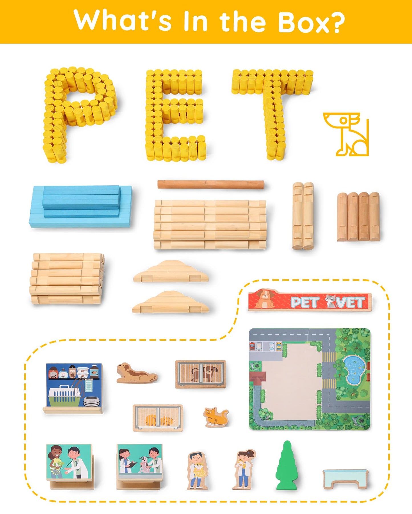Wooden_Log_Cabin_Set_Pet_Vet_Log_Themed_Classic_Building_Toy_229_Pcs_-4