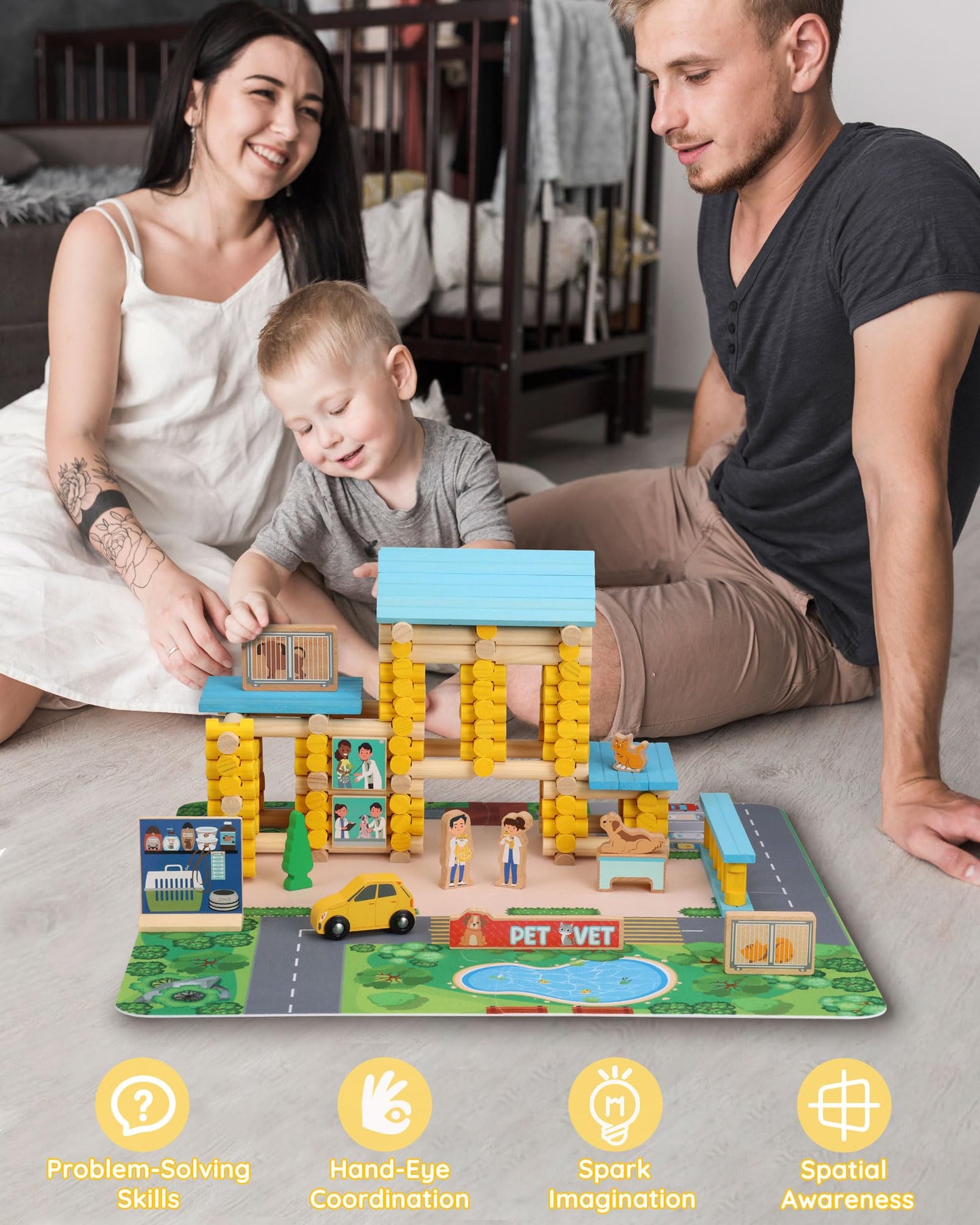 Wooden_Log_Cabin_Set_Pet_Vet_Log_Themed_Classic_Building_Toy_229_Pcs_-6