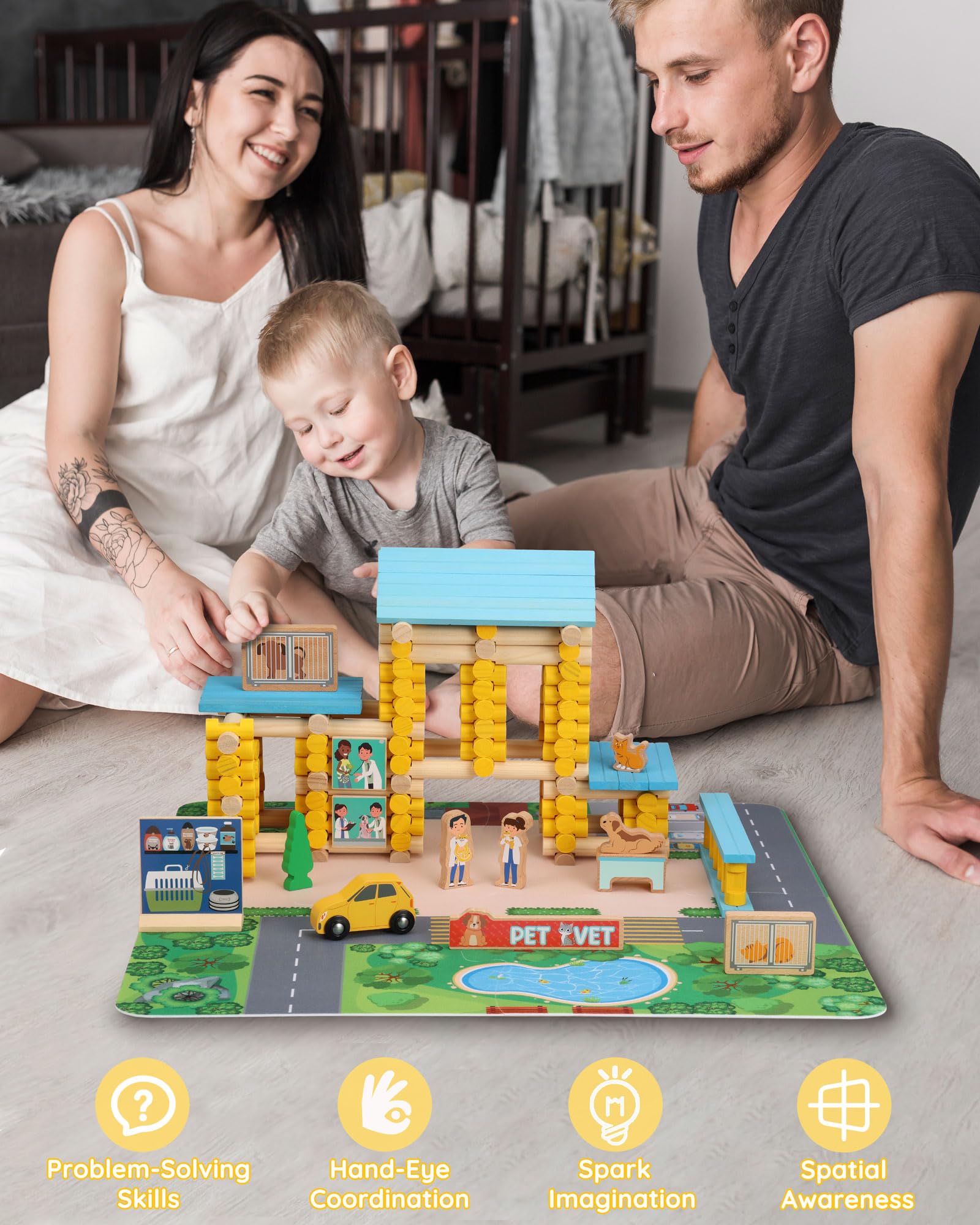 Wooden_Log_Cabin_Set_Pet_Vet_Log_Themed_Classic_Building_Toy_229_Pcs_-6