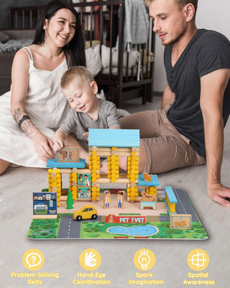 Wooden_Log_Cabin_Set_Pet_Vet_Log_Themed_Classic_Building_Toy_229_Pcs_-6