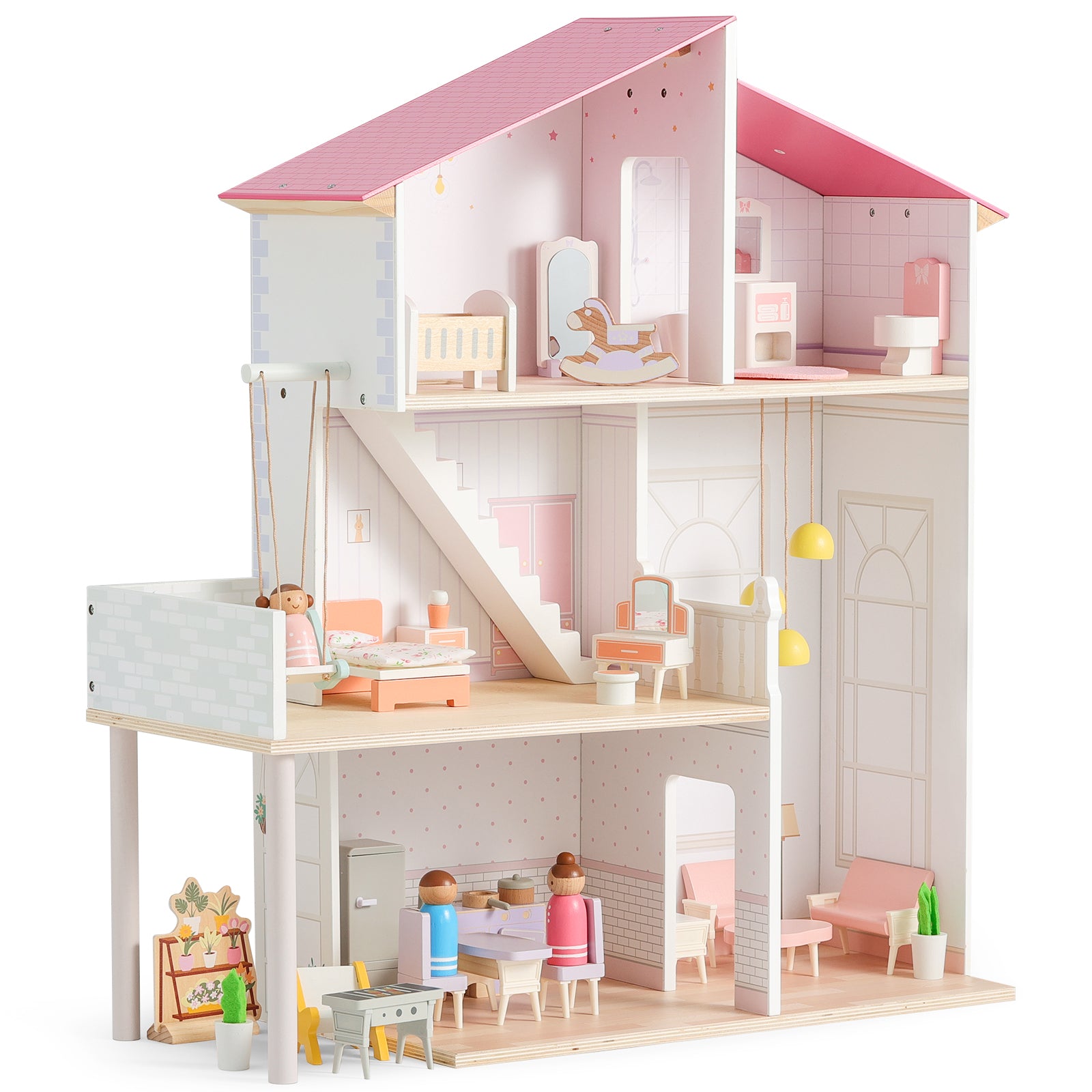 Wooden Modern Family DollHouse-1