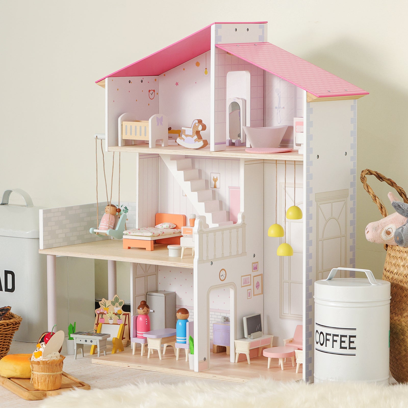 Wooden Modern Family DollHouse-2