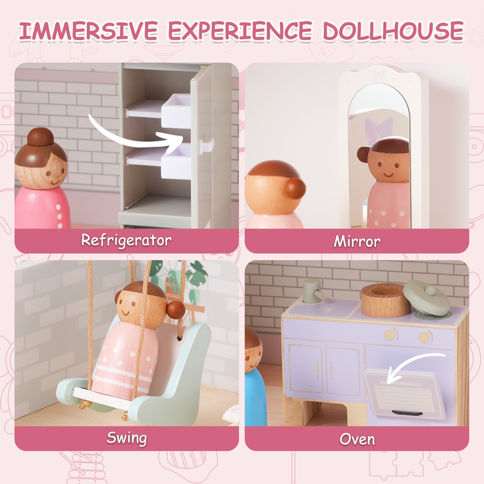 Wooden Modern Family DollHouse-4