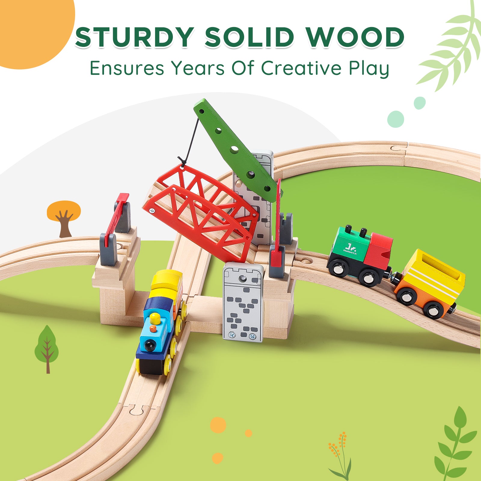 Moveable Train Rails Wooden Moveable Lifting Bridge Train Track Accessory | SainSmart Jr. Toys