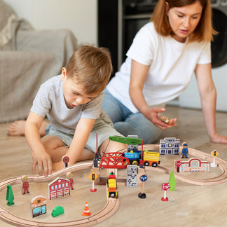 the boy play the Moveable Lifting Bridge