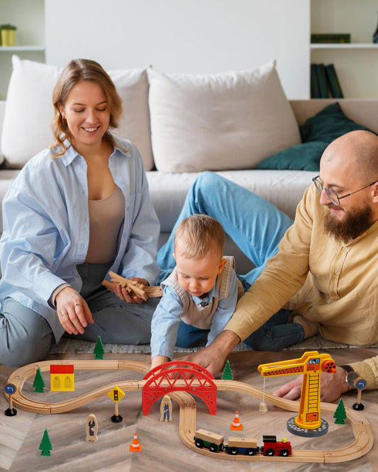 Wooden Train Set w/Crane (41 pcs) -6