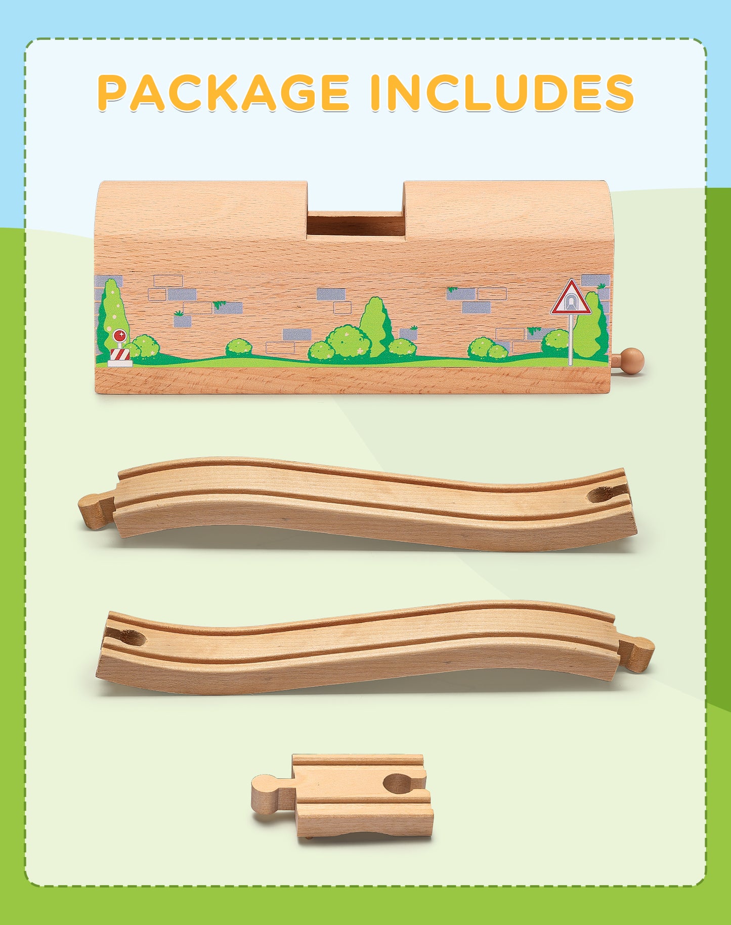Wooden Train Track Accessories Bridge Tunnel, train toys