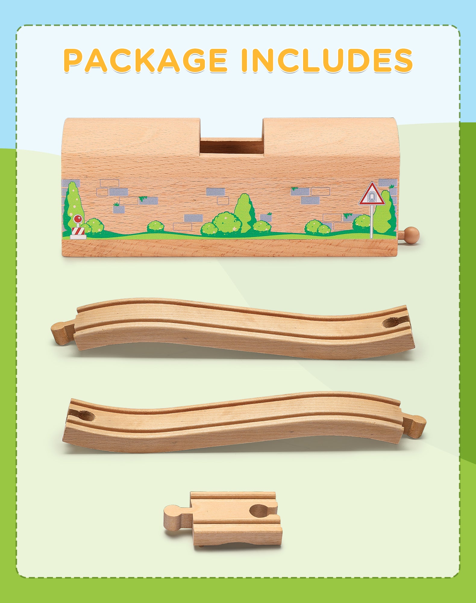 Wooden Train Track Accessories Bridge Tunnel, train toys