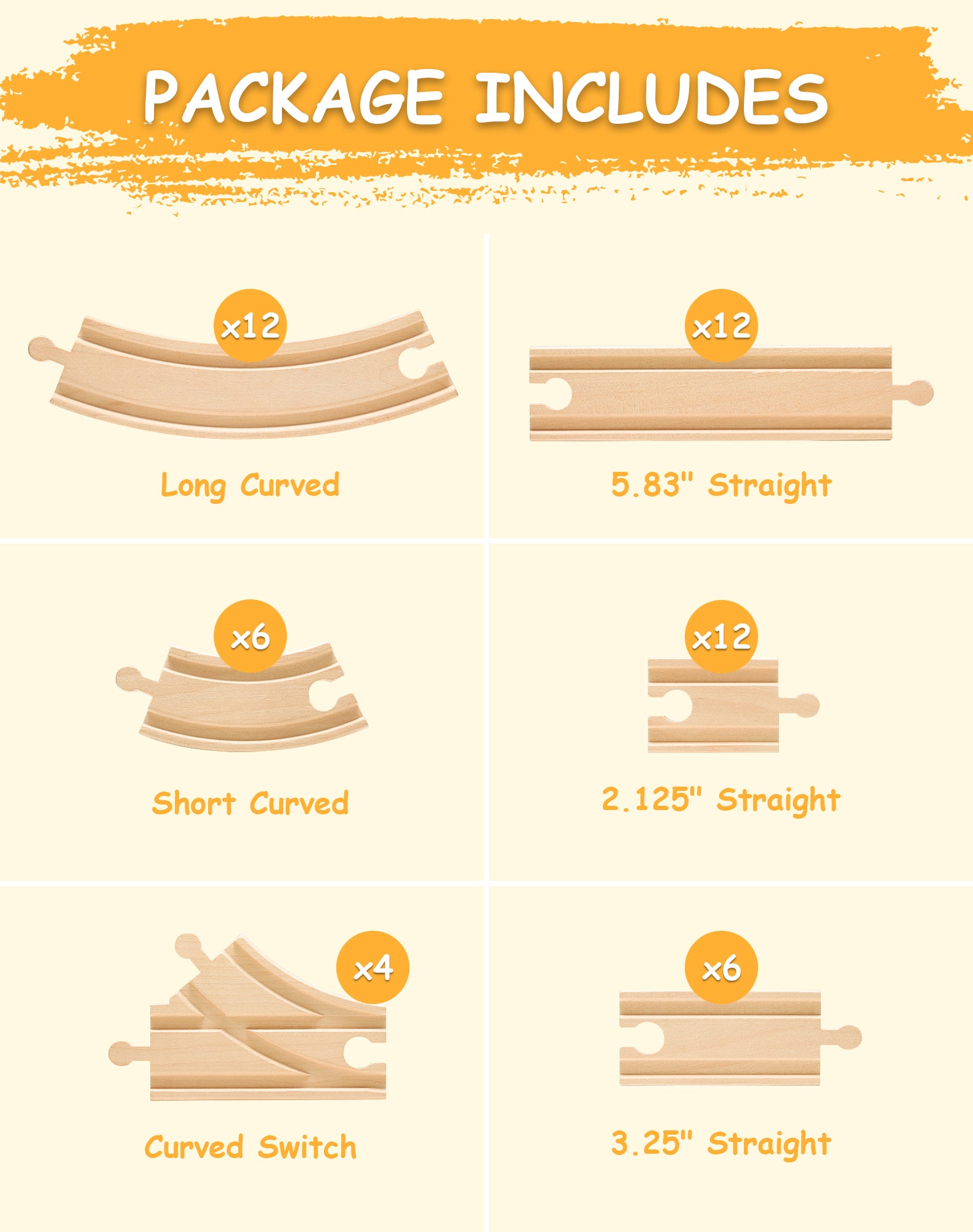 Wooden Train Track Expansion (52 pcs)