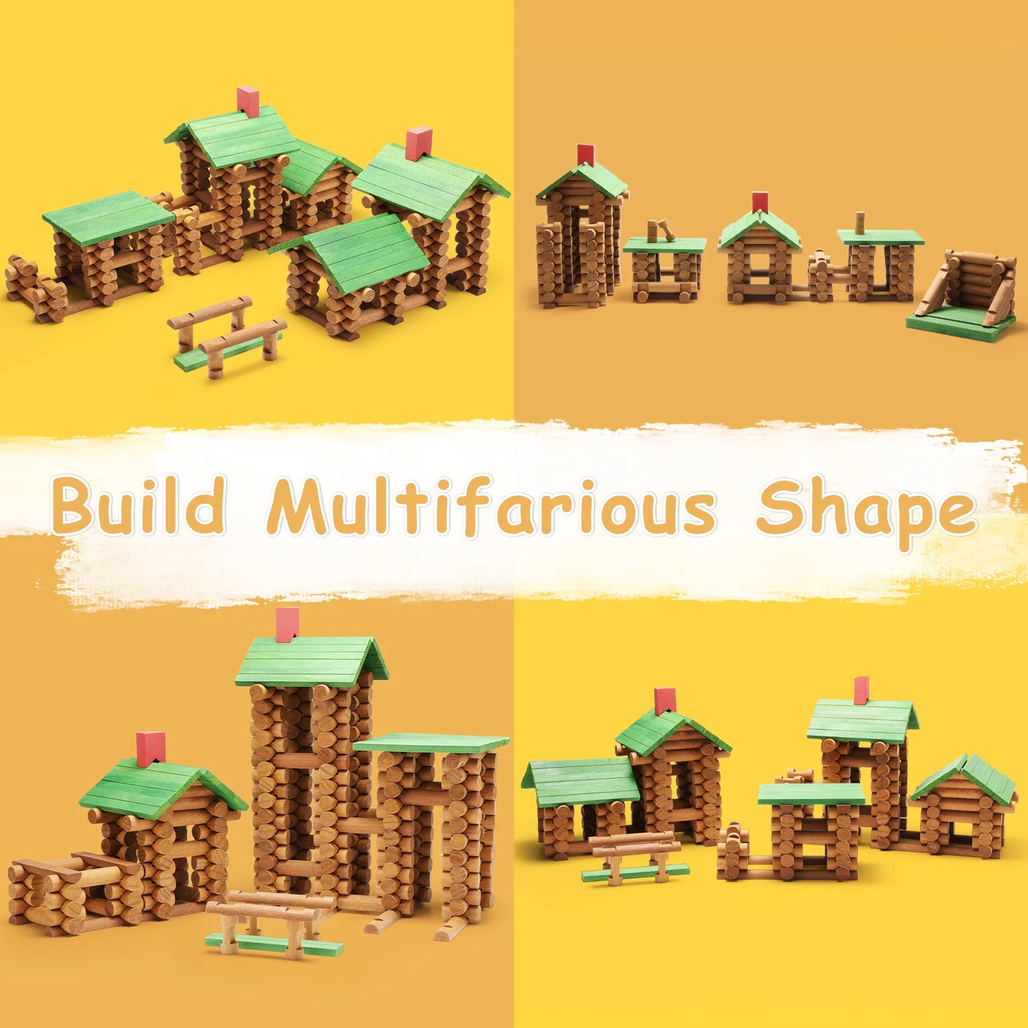 Build Multifarious Shape-Wooden lincoln log cabin set