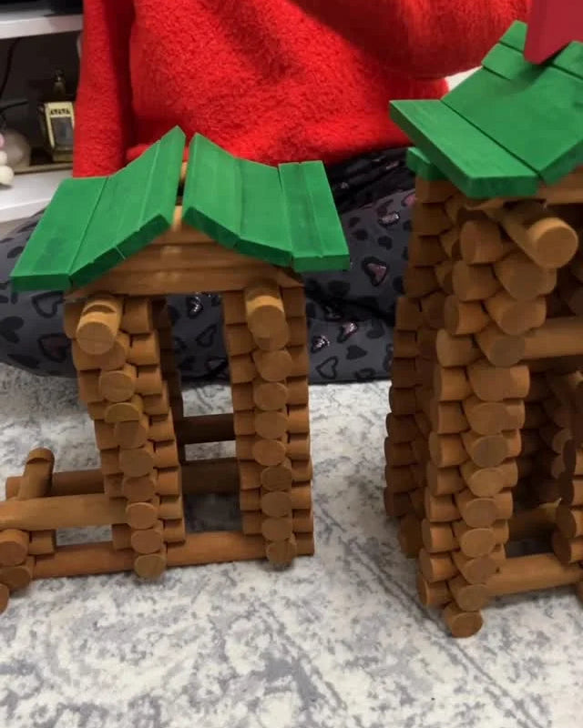 wooden log cabin_lincoln logs toy