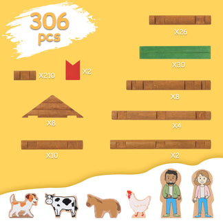 Wooden log cain toy-Compatible with Lincoln logs