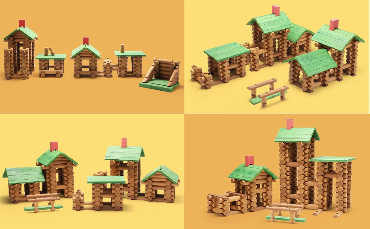 Four different building way of log toy
