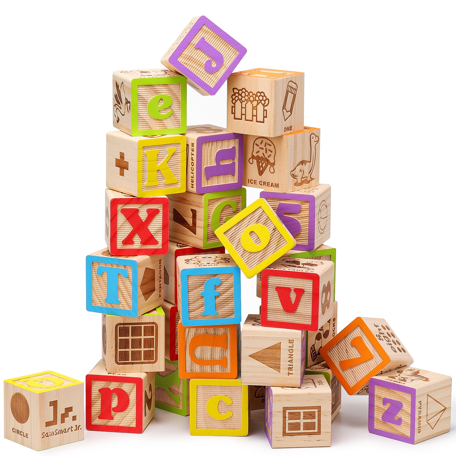 Stack of wooden ABC blocks
