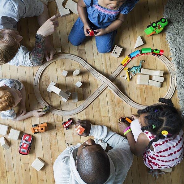 Wooden Train Set with Double-Side Train Tracks, 37 PCS - SainSmart Jr.