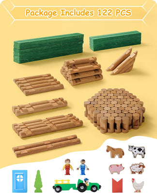 package includes 122 pcs-lincoln logs toy